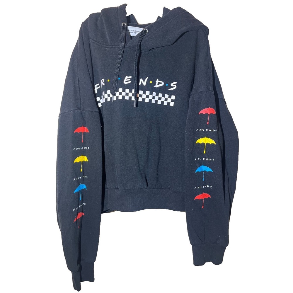 Friends TV Show Hoodie Juniors XL Television Series Pullover Crop Black E56